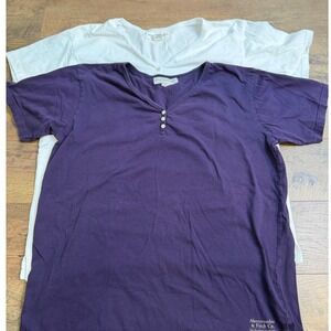 2 Y2K Abercrombie & Fitch Womens Henley T-Shirt Purple White Large